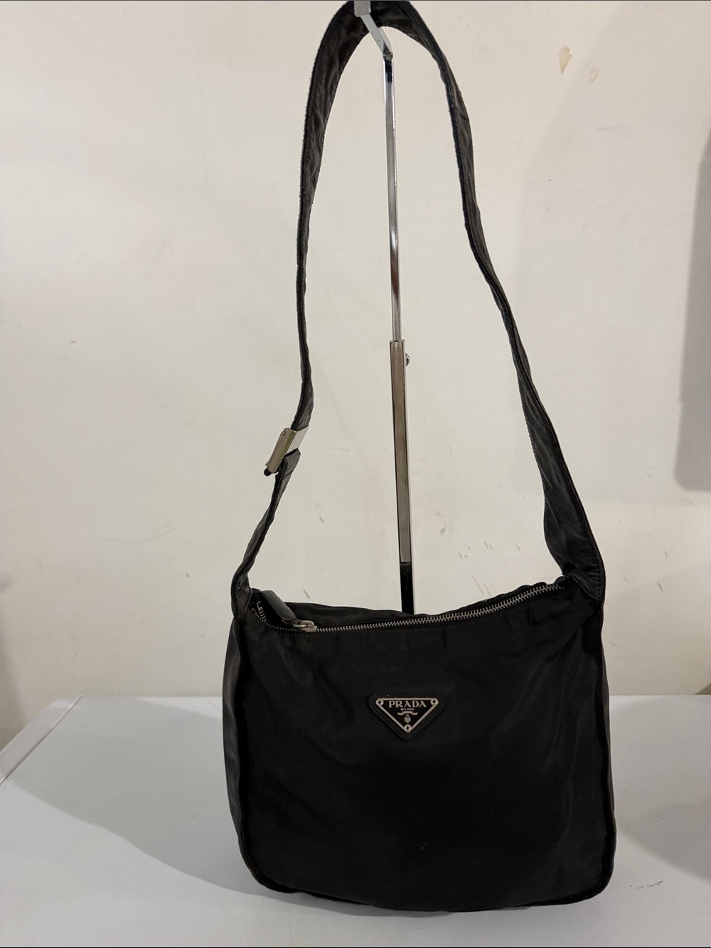 Prada Black Nylon Messenger Bag with Adjustable Strap